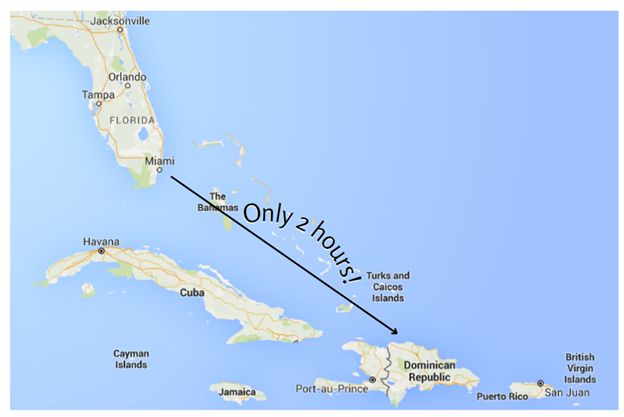 Caribbean with arrow Caribbean with arrow